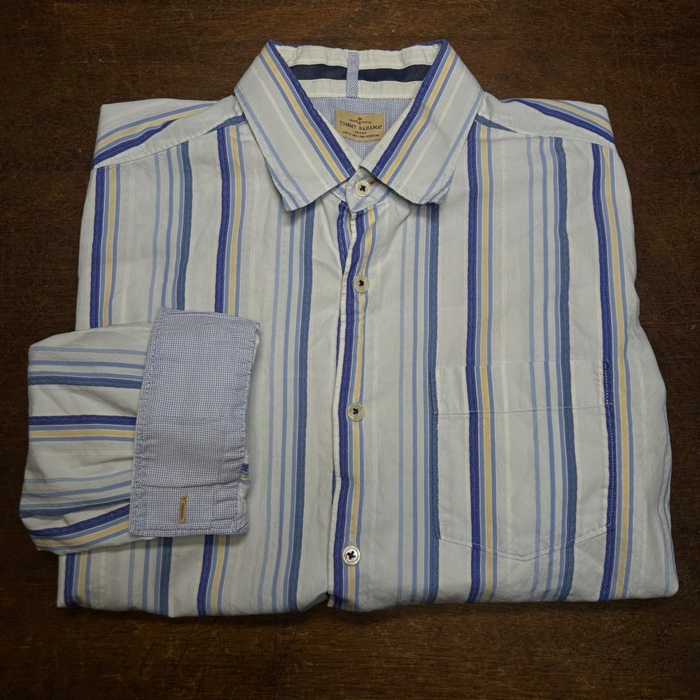 Tommy Bahama Island Crafted Striped Button Up Long Sleeve Shirt Men's Size L
